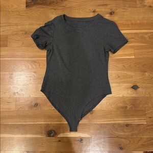 Dark Gray Short Sleeve Bodysuit